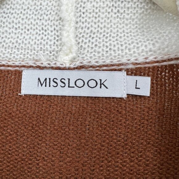 MISSLOOK Color Block Sweater Cardigan woman's size Large - Picture 3 of 9